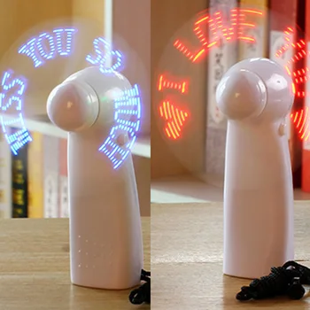 

Unique Handheld Flash LED Love Pattern Mini Fan Super Mute Battery Operated Cooling Desktop Mini Fan