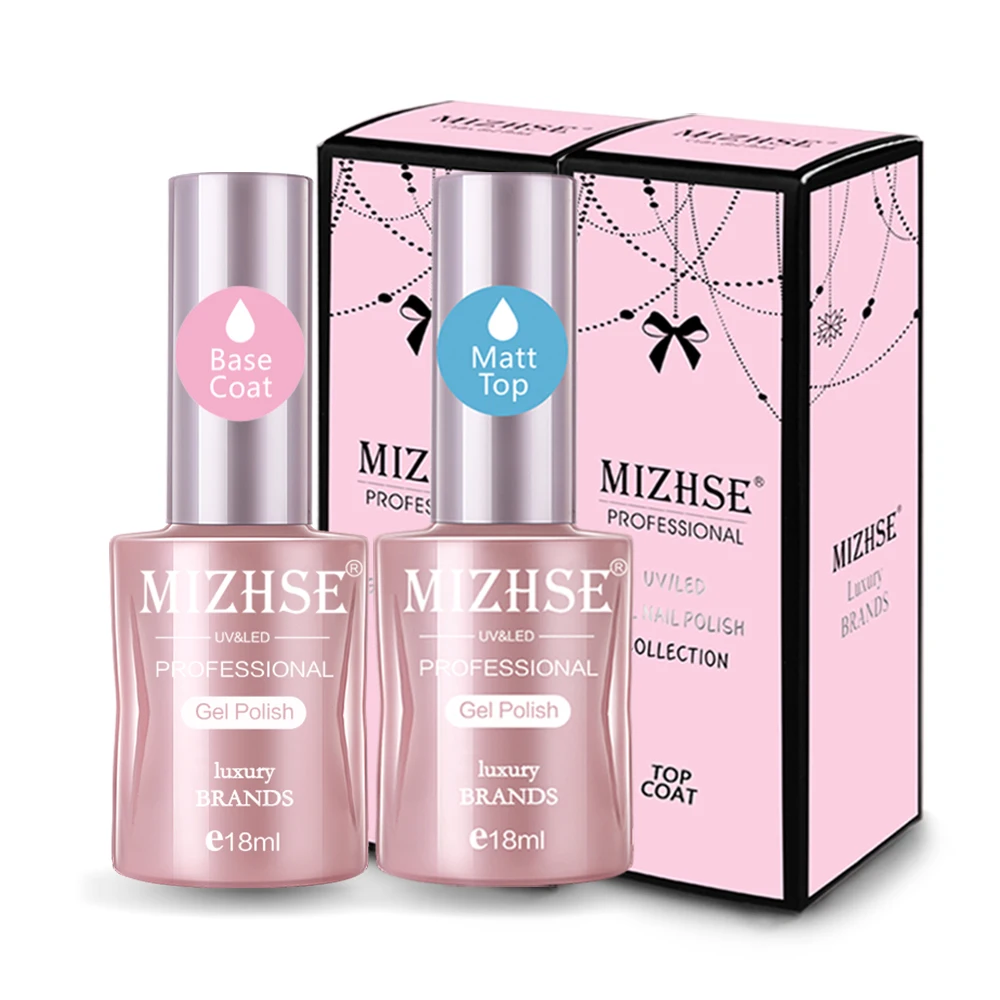 MIZHSE матовое верхнее покрытие УФ-гель для ногтей 2 шт основа и верхнее покрытие 18 мл стойкий гель лак прозрачный цвет матовое верхнее покрытие - Цвет: Base and Top