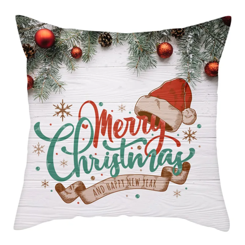 Fuwatacchi Christmas Day Gift Cushion Covers Square Santa Claus Pillow Cases Home Decorative Sofa Throw Pillows Covers 45x45cm