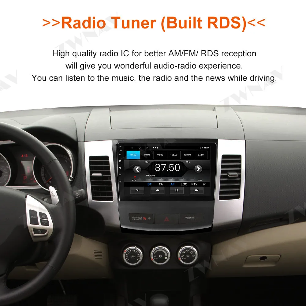 Perfect Android 9 Car No DVD player GPS Navigation for Mitsubishi Outlander/Citroen C-Crosser/Peugeot 4007 radio tape recorder head unit 5