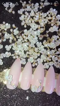 

100Pcs/lot White Flower Nail Art Charms with Rhinestones | Floral Floating Charm | 3D Rose Flower Nail Charm Jewelry rhinestone