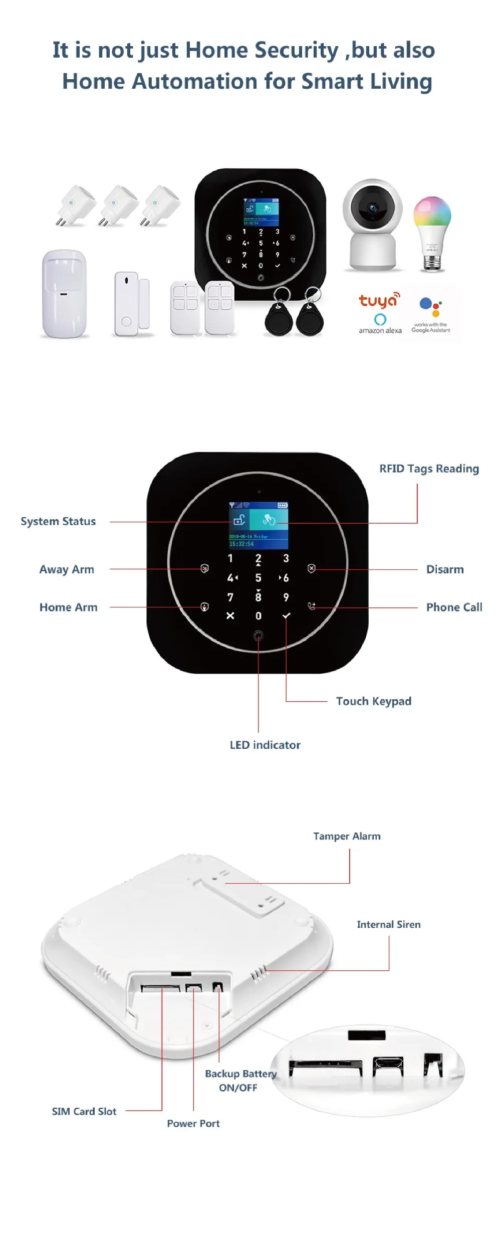Домашняя wifi GSM сигнализация комплекты беспроводной охранной сигнализации охранная система с pir датчиком дверной детектор wifi IP камера Yuya APP