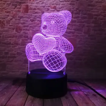

Cute 3D Illusion Led Lamp Touch Nightlight Bedroom Lovely Teddy Bear Figure Model Toys Baby