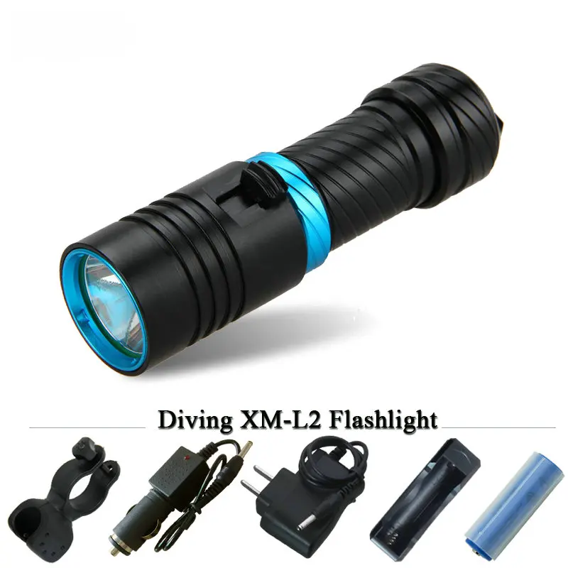 xm l2 diving scuba underwater flashlights rechargeable led flashlight work lamp cree torch hand lamp 18650 or 26650 flash light