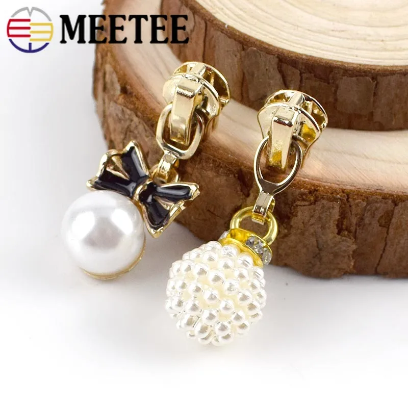 5 шт. 3 # металлические ползунки для молнии с жемчужинами металлических молний
