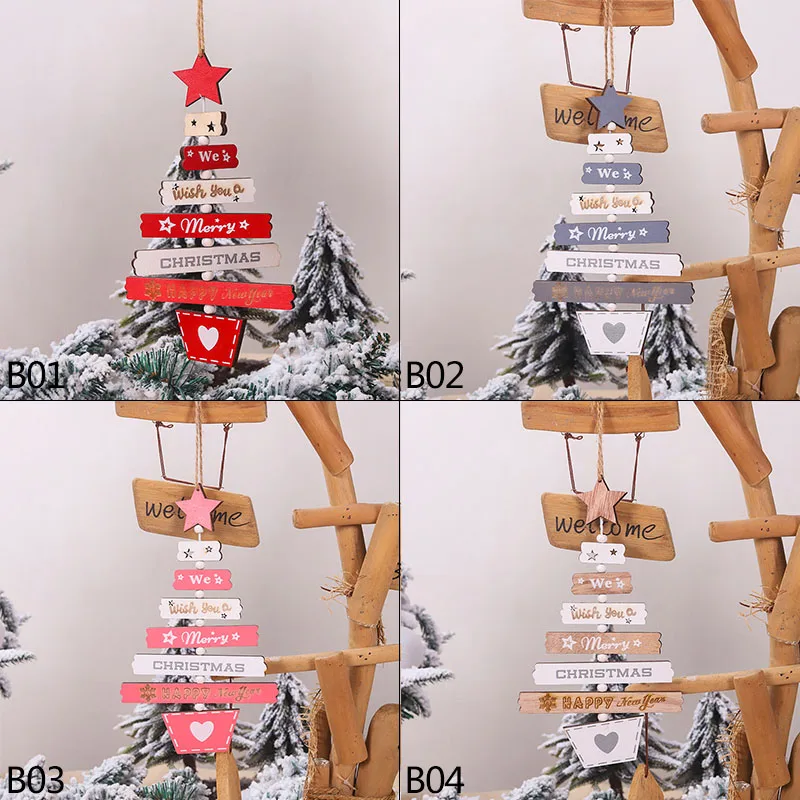 Рождественские Подвески украшения 22,5x13 см деревянные печатные буквы стиль Счастливого Рождества подарок DIY Рождественская игрушка Ремесло Декор