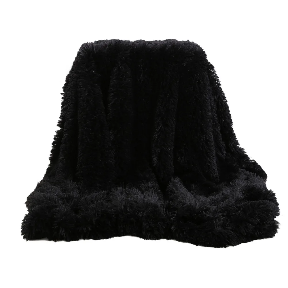 DIDIHOU 130x160cm Solid Color Shaggy Blanket Soft Plush Reversible Baby Blankets Washable Bed Couch Microfiber Adult Blanket