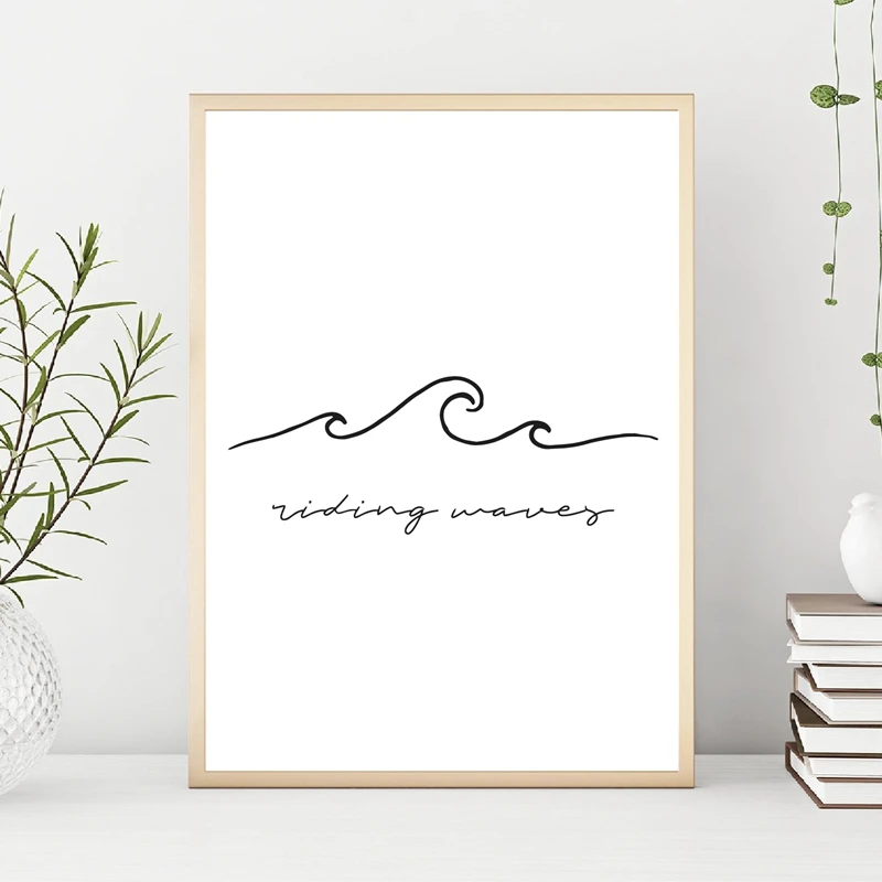 Waves and Mountains Line Print