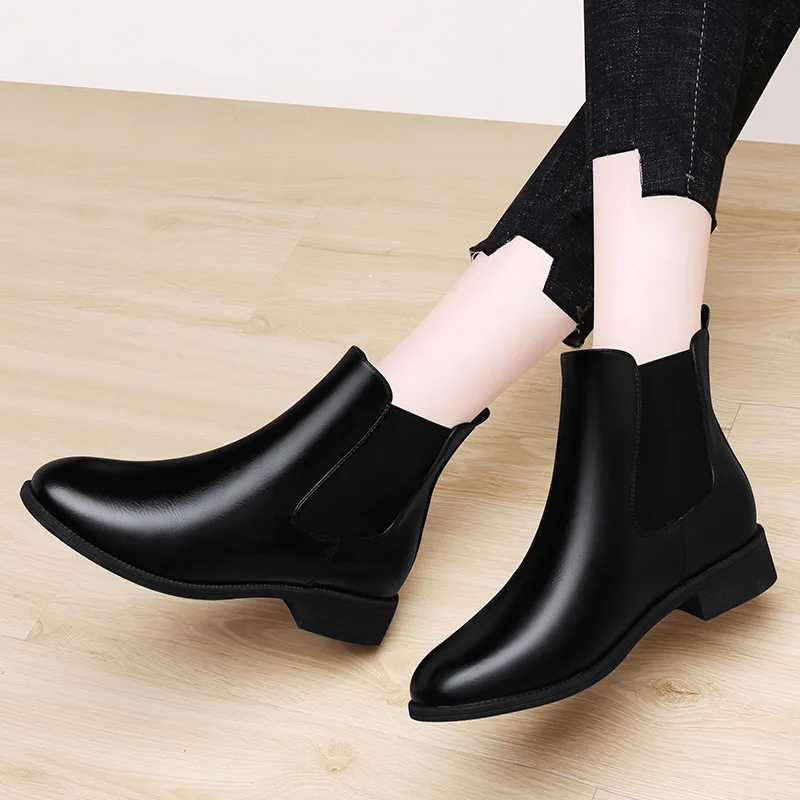 

Chelsea Short Boots Women's Leather Boot 2019 Autumn And Winter New Style Martin Boots Women's British-Style plus Velvet Boots W