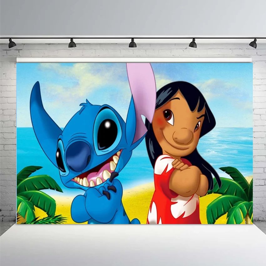 

7x5ft 2 Style Lilo and Stitch Blue Sea Sand Beach Custom Photo Studio Background Backdrop Vinyl Photography Backdrops