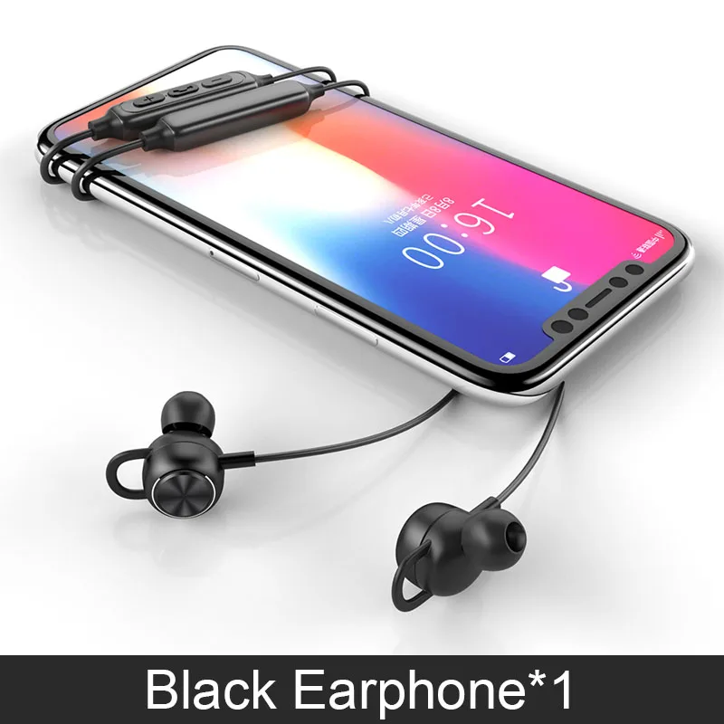 Беспроводные Bluetooth наушники Simvict X2, беспроводные наушники с шейным ободком, гарнитура с микрофоном, металлические спортивные наушники для телефона, iPhone, Xiaomi - Цвет: Black