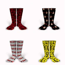 Новое поступление, забавные спортивные носки с 3D принтом в виде Красного Черепа/среднего пальца, символа денег/покера/волка, носки унисекс без пятки