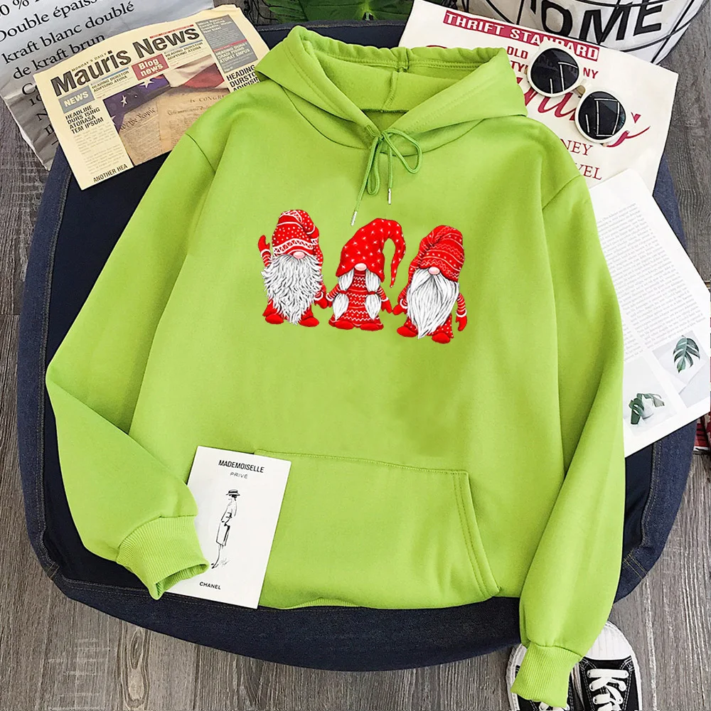 

Gnomes In Red Christmas Hoodie Fashion Women Aesthetic Crewneck Sweatshirt 2020 Christmas Time Print Hoodies Long Sleeve