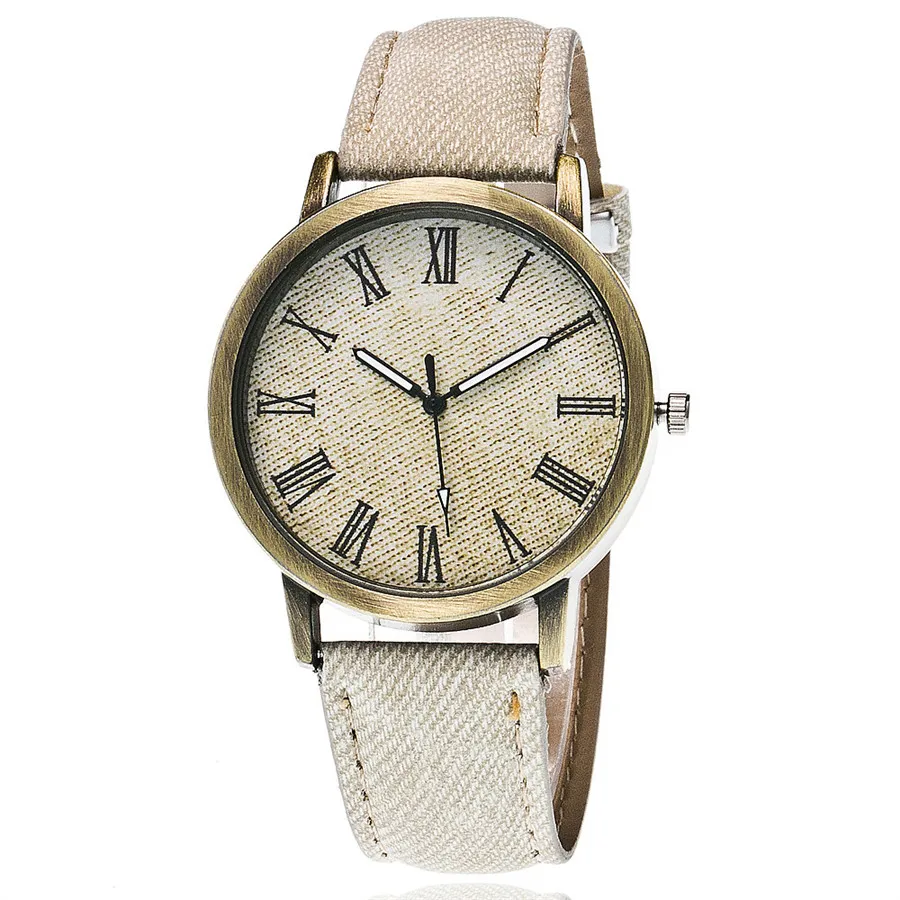 Лидер продаж, джинсовые часы, модные повседневные женские наручные часы с циферблатом в римском стиле, кожаный ремешок, женские часы-браслет, Relogio Feminino reloj mujer