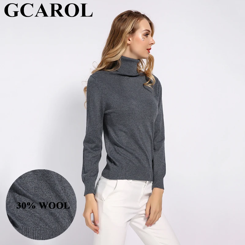 GCAROL, новинка, Осень-зима, 30% шерсть, водолазка, свитер, мягкая ручка, теплый женский джемпер, OL, вязаный пуловер, S-3XL