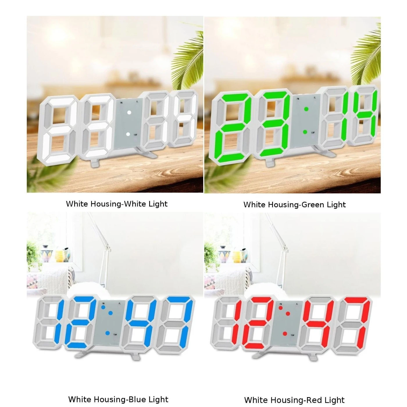  2019 Hot LED Clock Without Battery Large Digital Wall Desk Snooze Alarm Modern 3D 12/24 Hour Displa