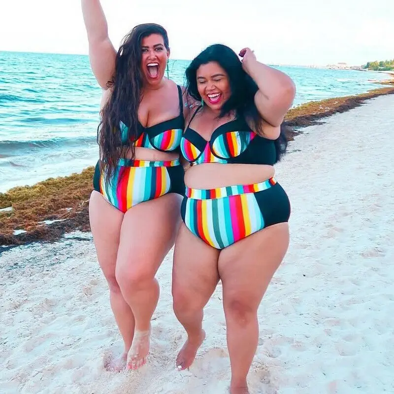 rainbow plus size swimsuits