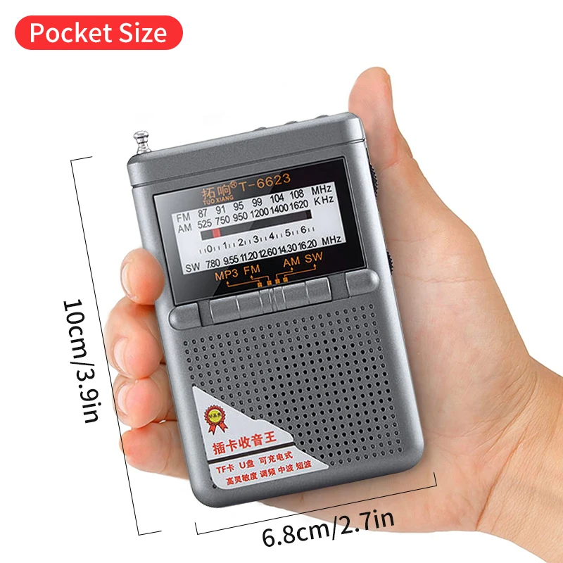 mundo banda com display lcd portátil rádio