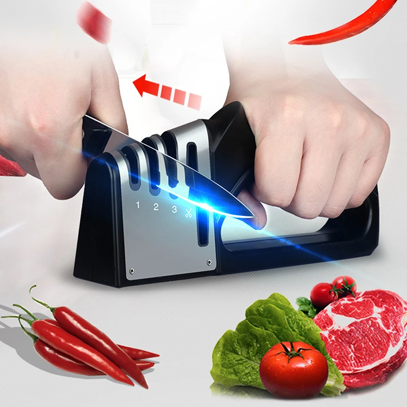 New Knife Sharpener 4 in 1 Diamond Coated Fine Rod Shears and Scissors Sharpening stone System Stainless Steel Blades | Дом и сад