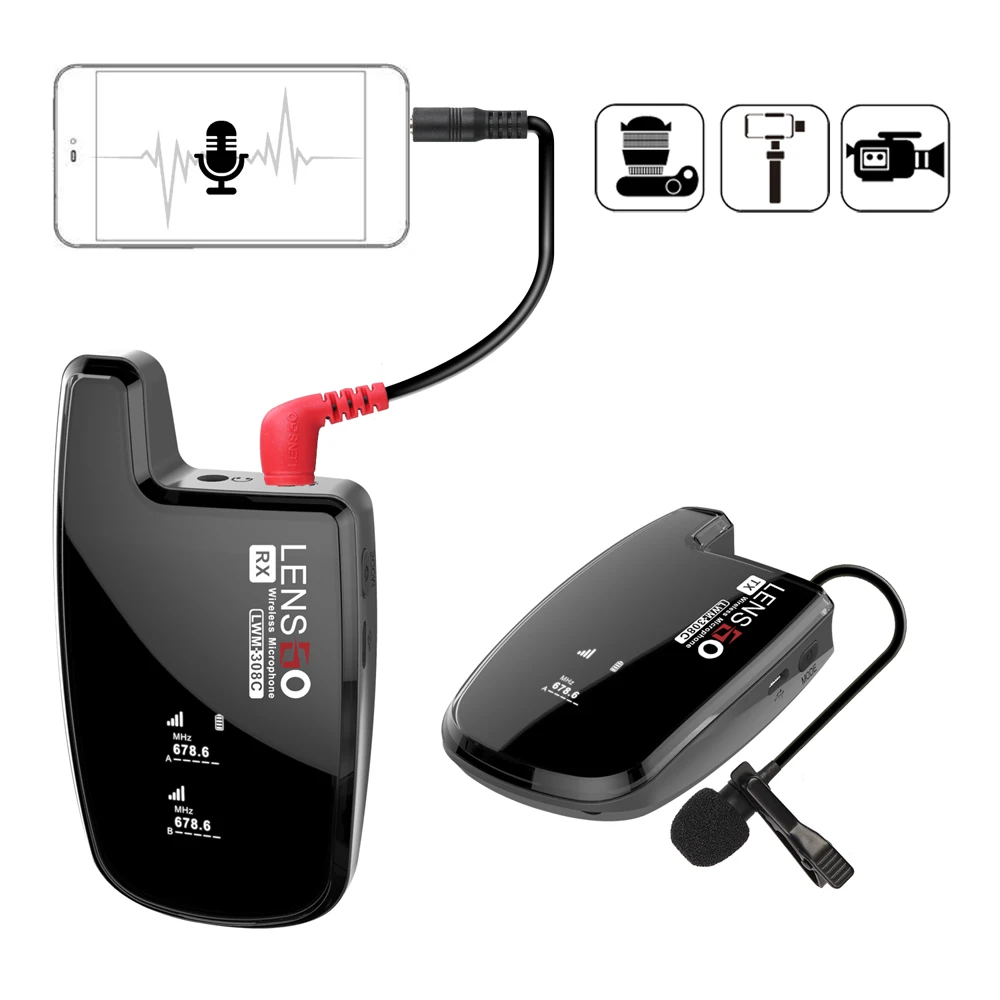 Lensgo LWM-308C UHF 30-канал Беспроводной петличный микрофон Системы 1 передатчик$& приемник-1 шт.) с светодиодный Экран дисплея