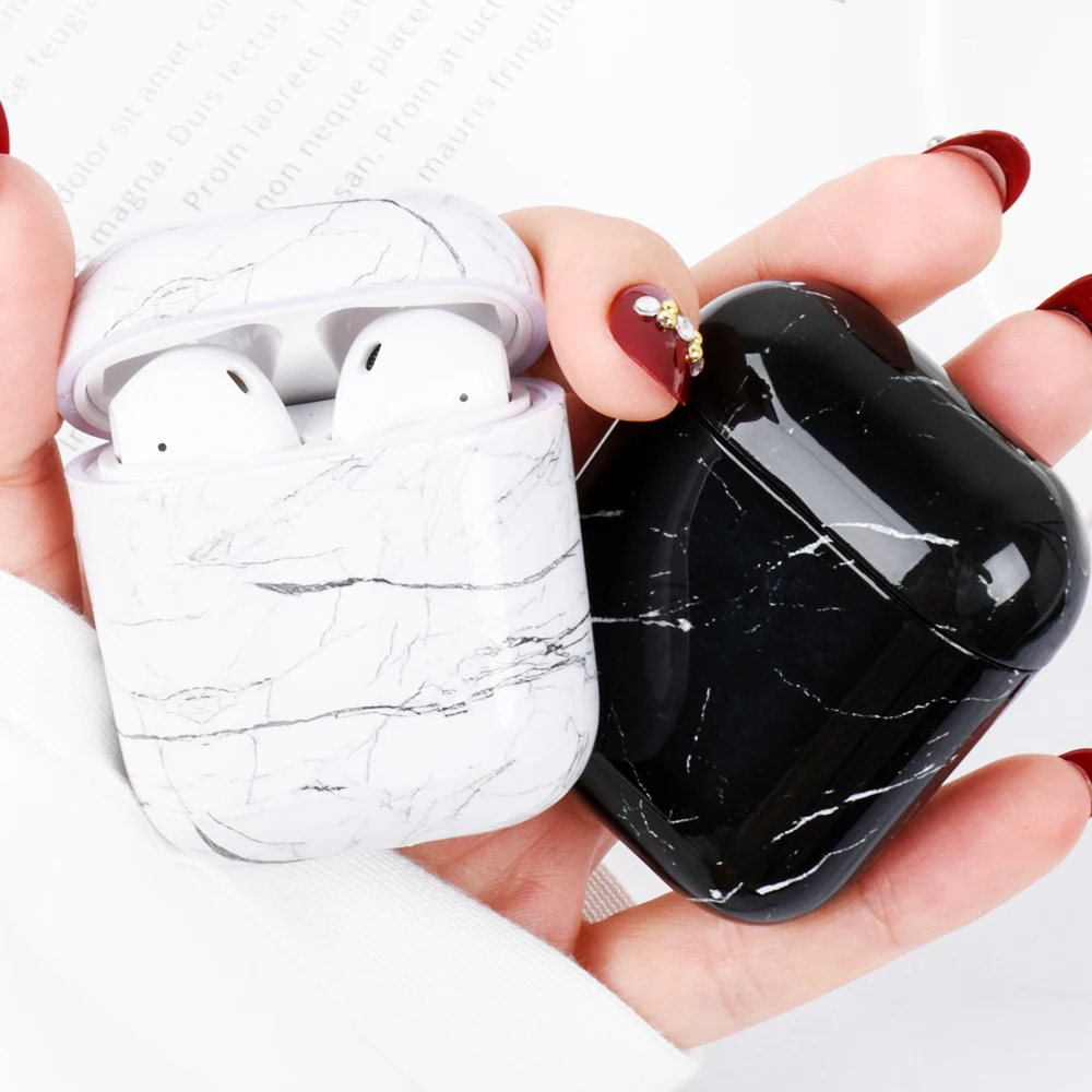 Чехол для наушников Apple аксессуары для Airpods мраморный узор PC чехол для Airpods 2 1 чехол противоударный чехол для зарядки