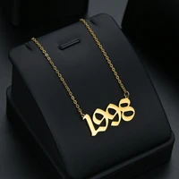 Stainless Steel 1980-2021 Birth Year Necklaces for Women Men Choker Date Number Pendant Necklace Jewelry Commemorat Gift 4