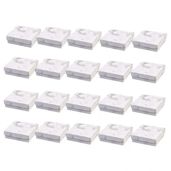 

20Pcs Marble White Paper Cardboard Jewelry Boxes Storage Display Carrying Box for Necklaces Bracelets Earrings Square