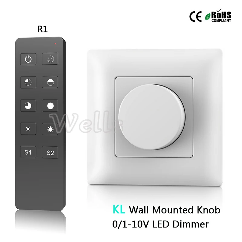 

KL Wall Mounted Knob AC85-265V 0-10V led dimmer Output 1 channel 0-10V signal High voltage AC input relay output