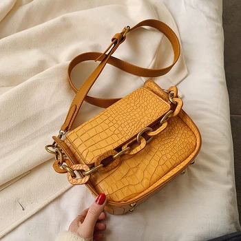 

Crocodile Pattern Bags Chain Design Crossbody Bags For Women Small Bag PU Leather HandBag Ladies Designer Evening Bags
