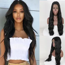 Длинные волнистые парик синтетические волосы парики для женщин косплей/вечерние черный цвет высокая плотность термостойкие