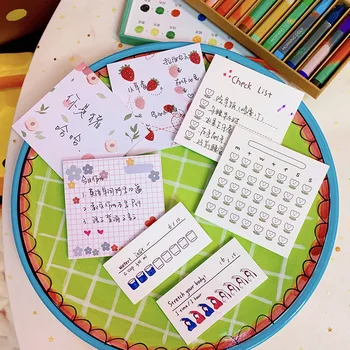 

Mohamm 50 Pcs/Pack Kawaii Check List Plan Notepad Memo Pad School Supplies Paper Stationary Office Decoration Accessories