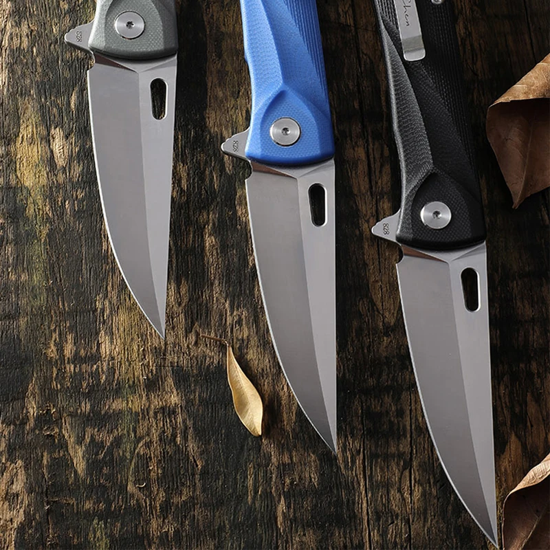 Online Taktische Messer Original Versteinertes Fisch 828 Outdoor Jagd D2 Klinge G10 Griff Camping Überleben Lager Flipper Klappmesser