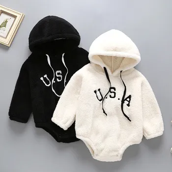 

Baby clothes Overalls for Newborn winter jumpsuit комбинезон детский Print Letter Hooded Thick Warm Bodysuit Clothes #4