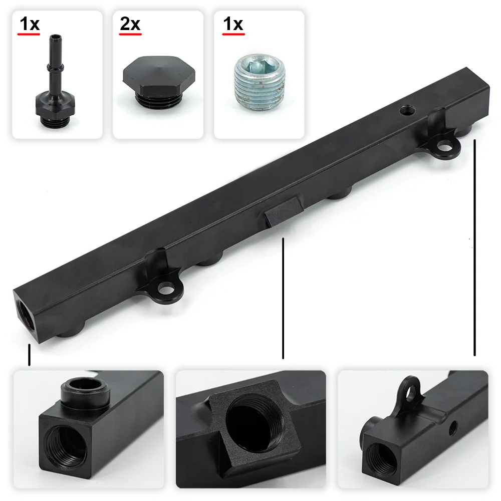 K SERIES BLACK FUEL RAIL SUIT FOR H0NDA K20 K24 RSX CIV1C SI, INTEGRA, EP3 FR-05-BK