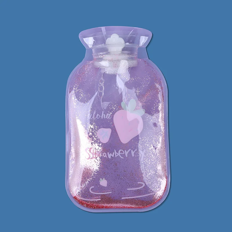 Strawberry Мультфильм ручной бутылка для теплой воды милый прозрачный мини-для хранения бутылок с горячей водой маленький портативный ручной подогреватель воды впрыска сумка для хранения - Цвет: Strawberry