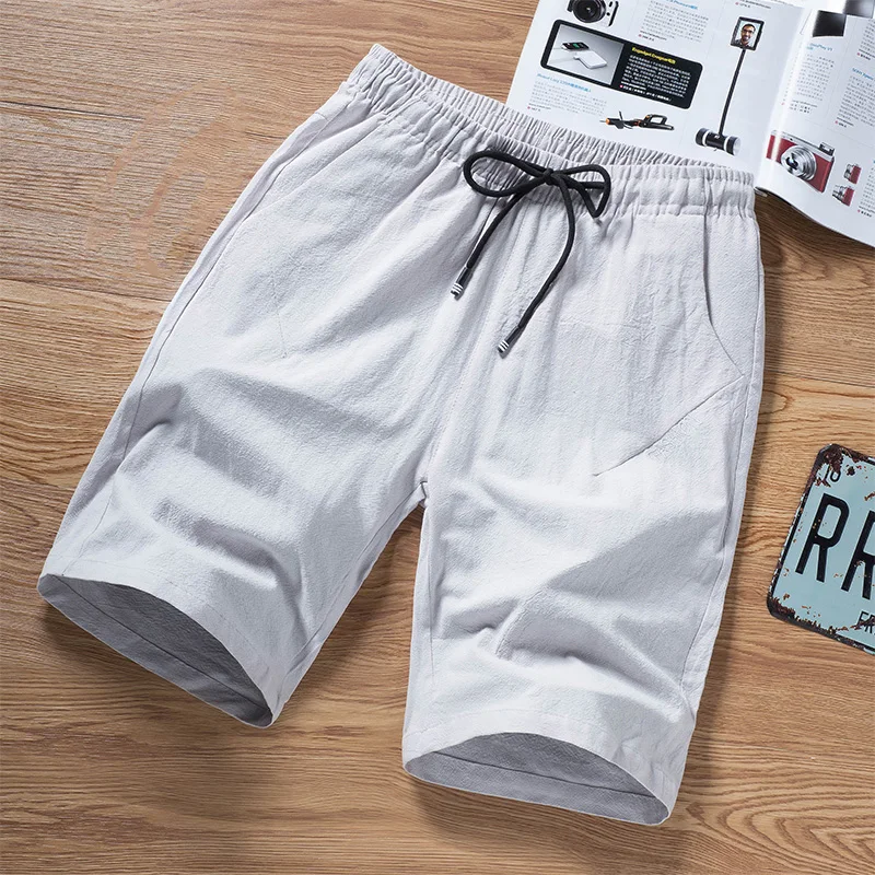 Новые летние льняные эластичные повседневные шорты для мужчин на шнурке, мужская спортивная одежда, короткие дышащие мужские шорты с буквенным принтом