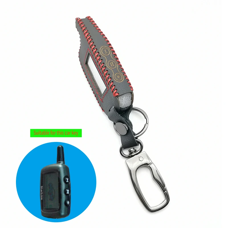 

Genuine Leather Key Case for Starline A6 A9 A8 Two-way Car Alarm Remote LCD Keychain Coater Controller Key cover Accessories