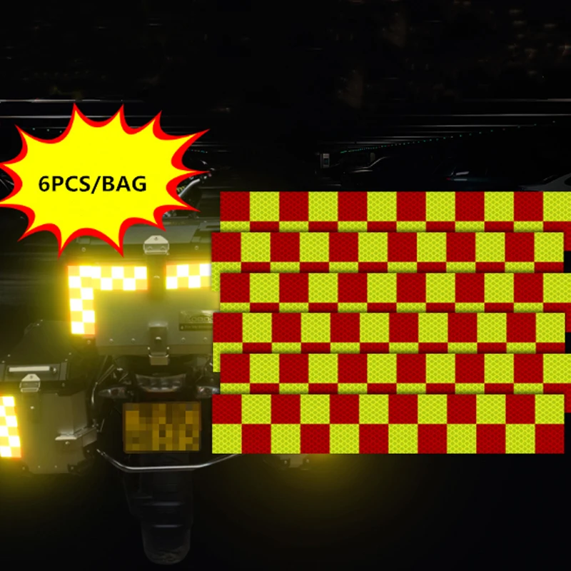 6PCS Creative Batenburg Reflective Sticker for Police Motors Trunk Car Decal Night Visible Warning Tape Decoration Made with 3M