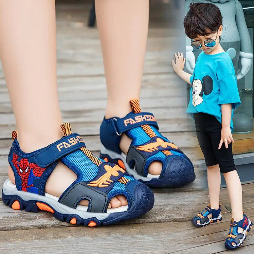 Sandalias suaves de verano para niños, zapatos de playa, dibujo de Spider-Man