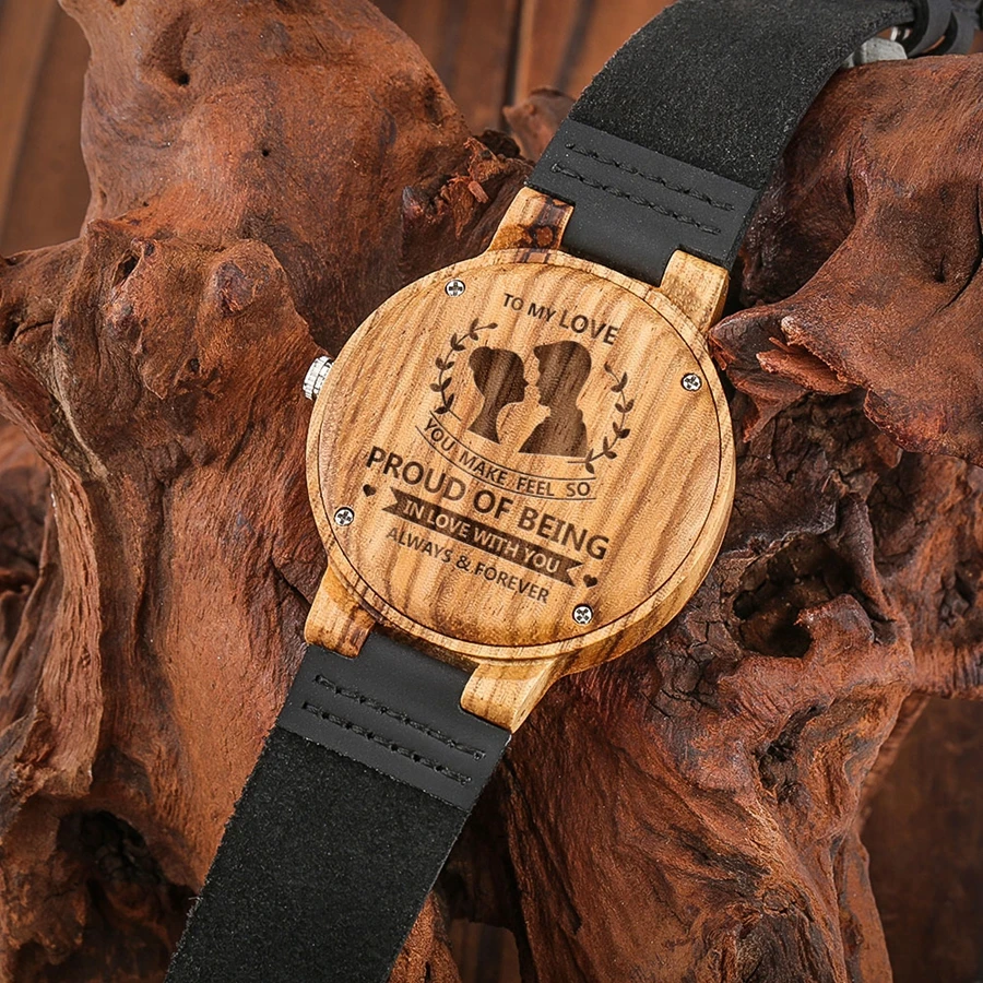 Retro Mens Watches Customized Wood Watches To My Love to My Soulmate Best Clock Hours Anniversary Souvenir Gifts for Men Women
