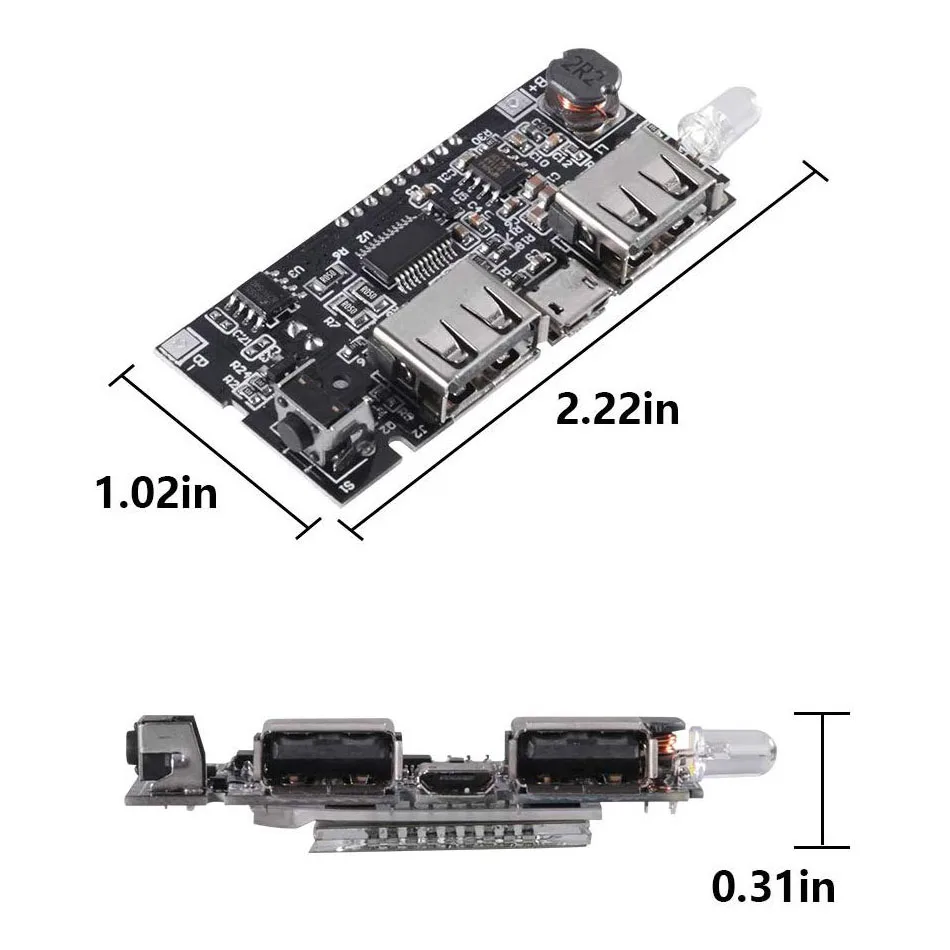 Двойной USB 18650 Зарядное устройство плата модуль 5V 1A 2.1A мобильный Банк питания