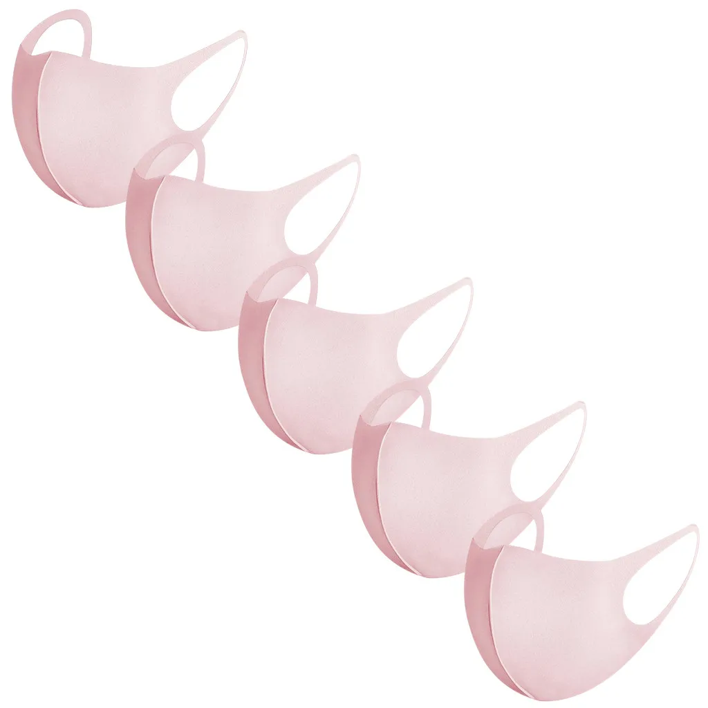 5pcs Ice Silk Cotton Face Mask For Adult Reusable Mascarillas Face Protect Mask Breathable Outdoor Solid Mouth Cover Masks 6