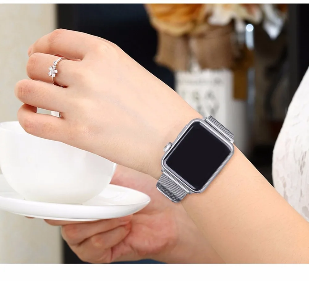 FOHUAS Миланская петля для apple watch Series 3 2 1 сменный Браслет iwatch ремешок из нержавеющей стали Пряжка с разъемом