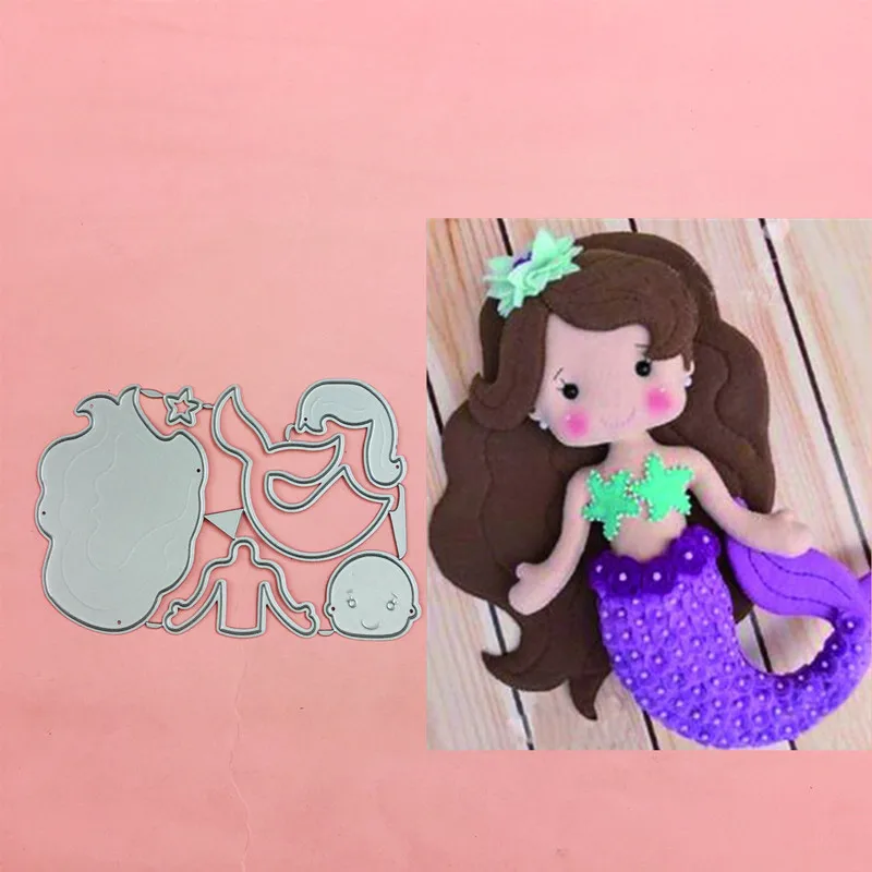 

Girl Mermaid doll Metal Cut Dies Stencils for Scrapbooking Stamp/photo album Decorative Embossing DIY Paper Cards