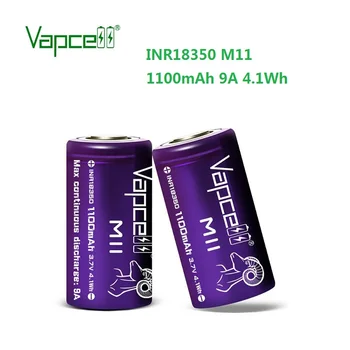 

Free shipping Vapcell original INR 18350 M11 1100mah 9a 4.1Wh mooch/HKJ test 3.7V li lon Batteries for flashlights/power tools
