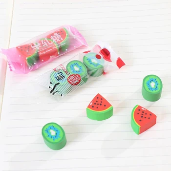 

6 Pcs/set Fruit Watermelon Kiwi Candy Nougat Rubber Pencil Erasers Drawing Sketch Tools Office School Stationery