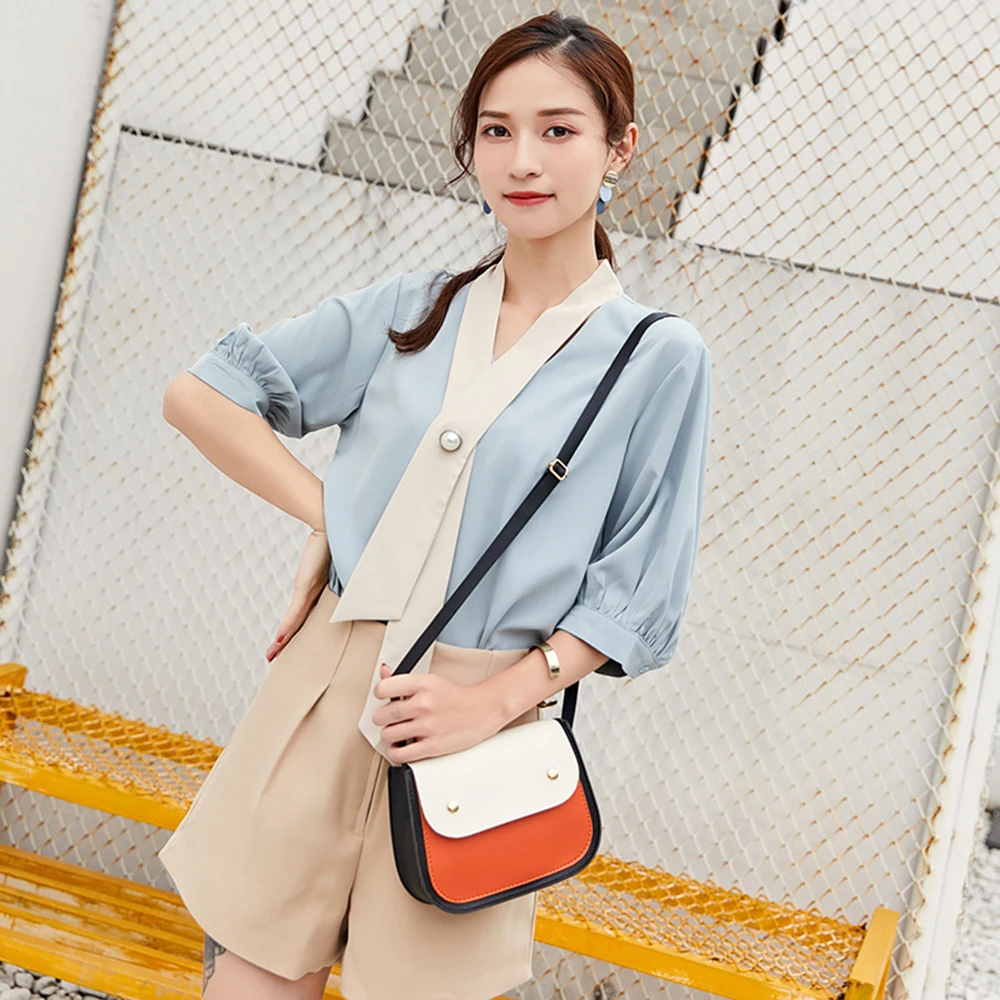 Small fresh shoulder bag hit color square bag sweet wild portable travel leisure cute holiday female simple temperament