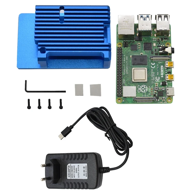 Для Raspberry Pi 4B 4G ram DIY Kit Поддержка 2,4/5,0 GHz wifi Bluetooth 5,0 с алюминиевым ЧПУ сплав защитный Синий чехол 5V 3A P