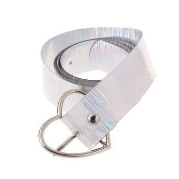 

New New Waist Belt Fashion Reflective PVC Heart Shaped Buckle Pins Adjustable Jeans Trousers Dress Decoration Strap Colorful