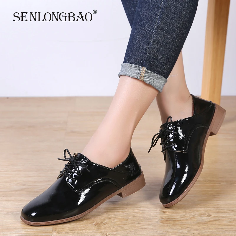 

Spring Autumn Fashion Oxford Casual shoes Women ballet flat shoes Soft Leather shoes Ladies Lace-up loafers Boat shoes Slipony